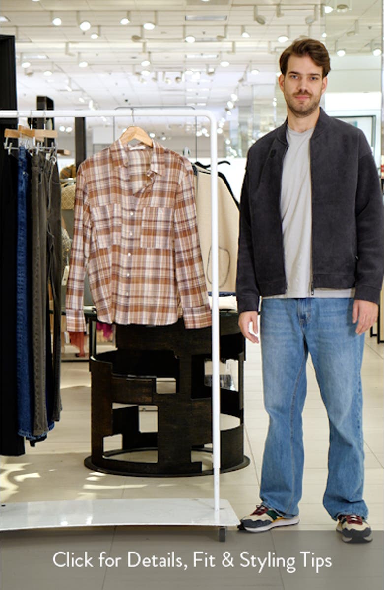 Metallic Plaid Two-Pocket Button-Up Shirt, sales video thumbnail