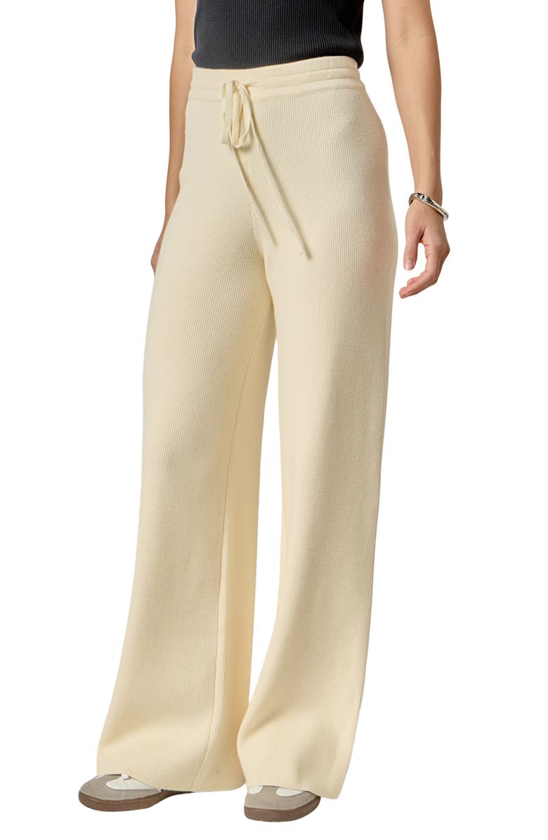 English Factory Rib Drawstring Waist Knit Pants, Alternate, color, Ivory