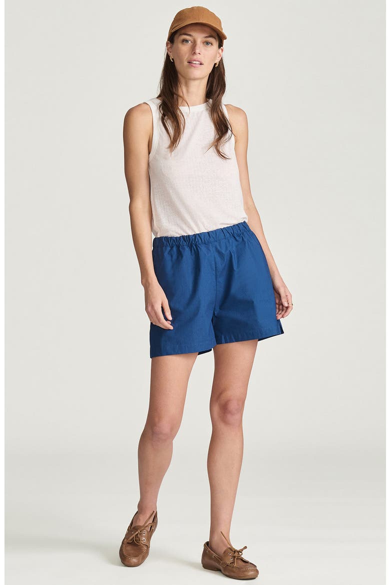 Cotton Elastic Waist Shorts, Alternate, color, NAVY PEONY