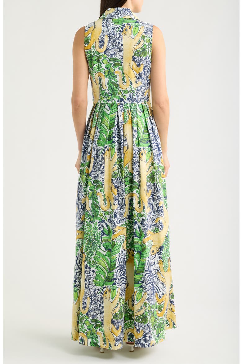 Marria Mixed Print Sleeveless Stretch Cotton Shirtdress, Alternate, color, MULTI PALM PROWL
