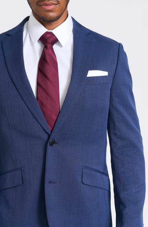 Savile Row Co Navy Plaid Slim Fit Suit In Blue