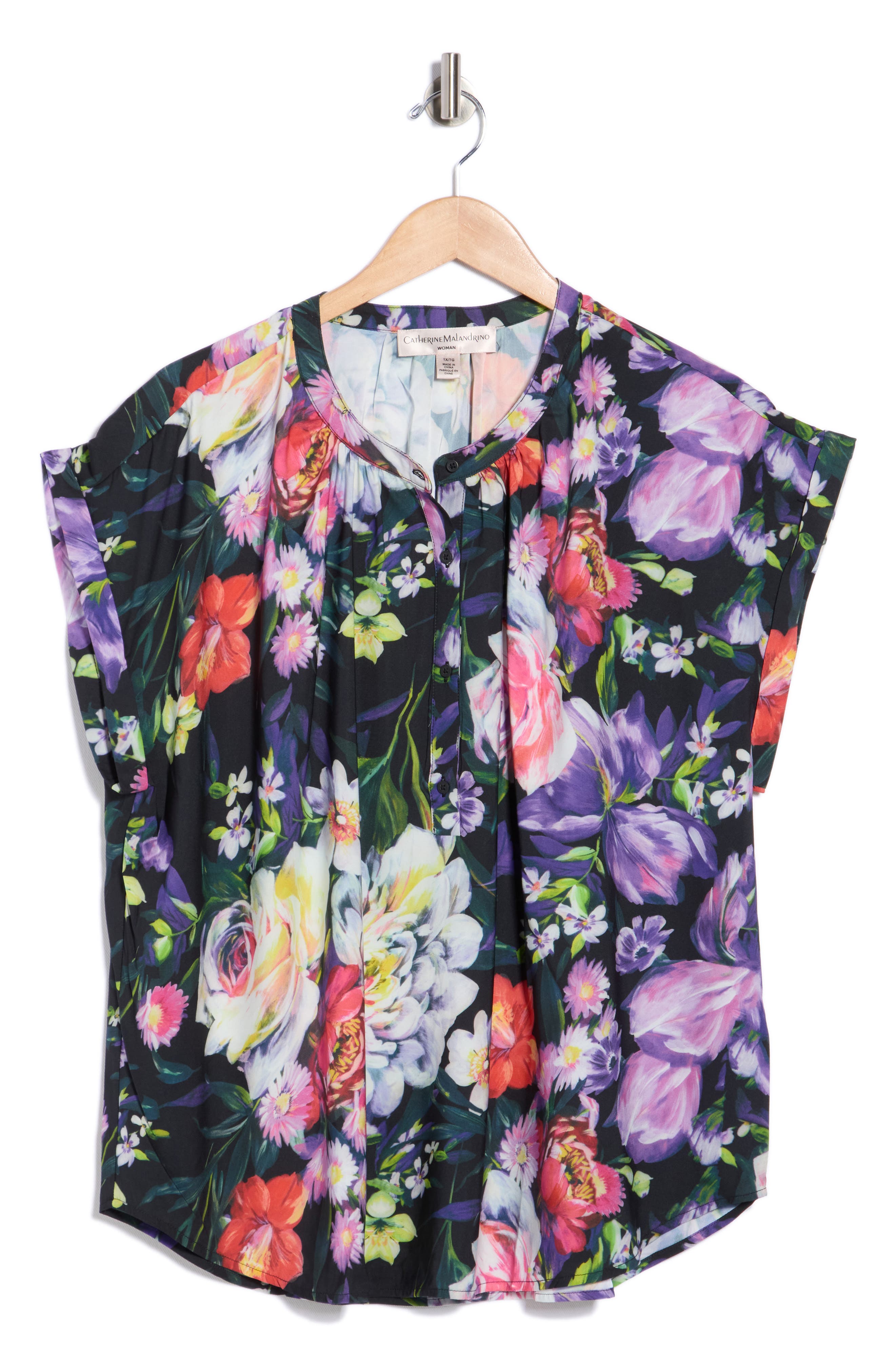 Catherine Malandrino Printed Dolman Sleeve Top