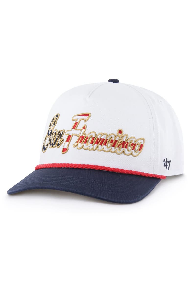 Men's '47 White San Francisco 49ers Patriotic Overhand Hitch Adjustable Hat, Main, color, White