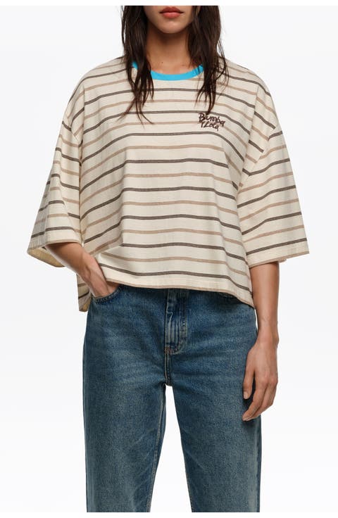 Striped Boxy Cotton T-Shirt