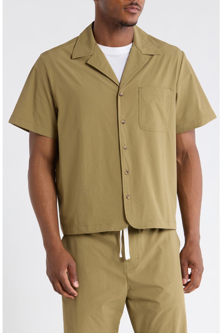 Tim Stretch Nylon Camp Shirt, Alternate, color, GREEN