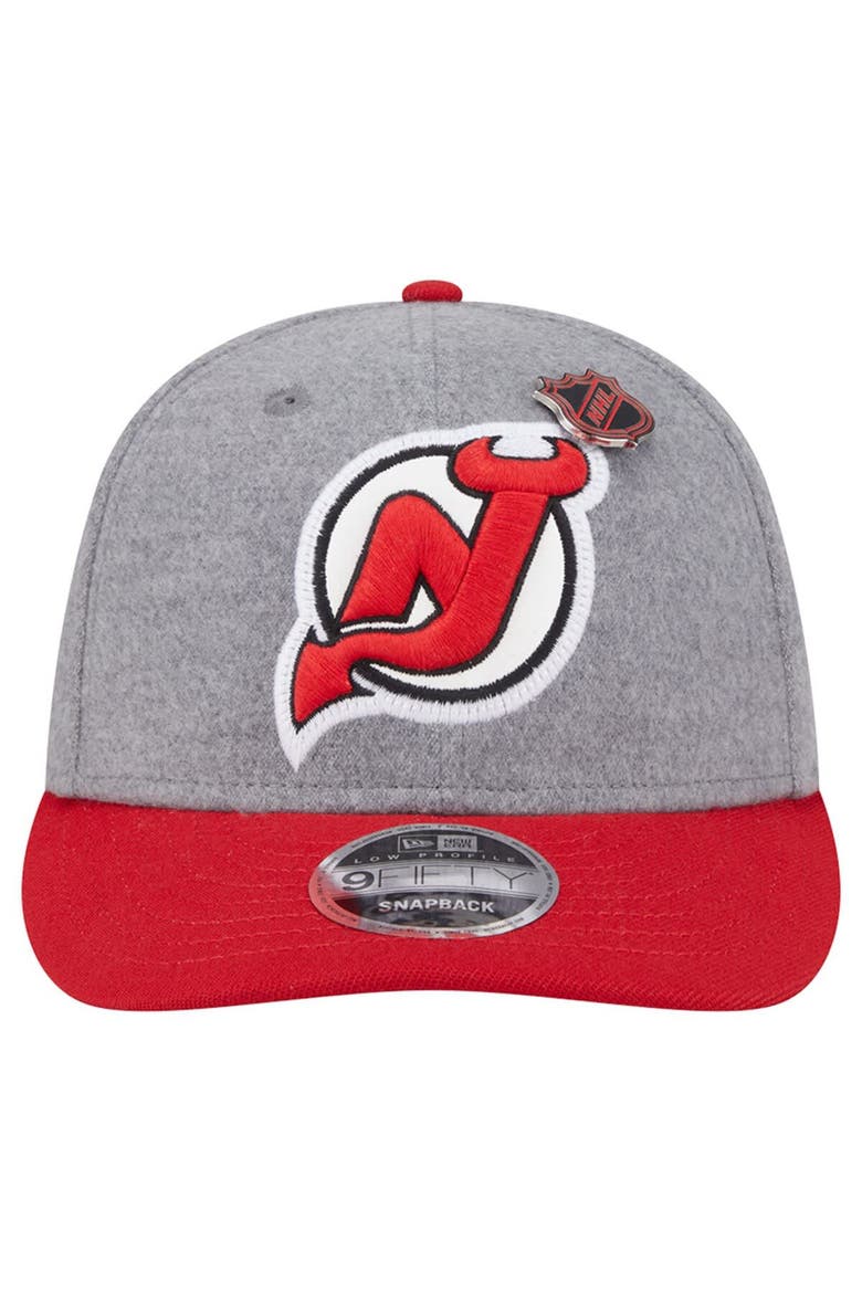 Men's New Era  Gray/Red New Jersey Devils Wool Pin Low Profile 9FIFTY Snapback Hat, Alternate, color, Gray