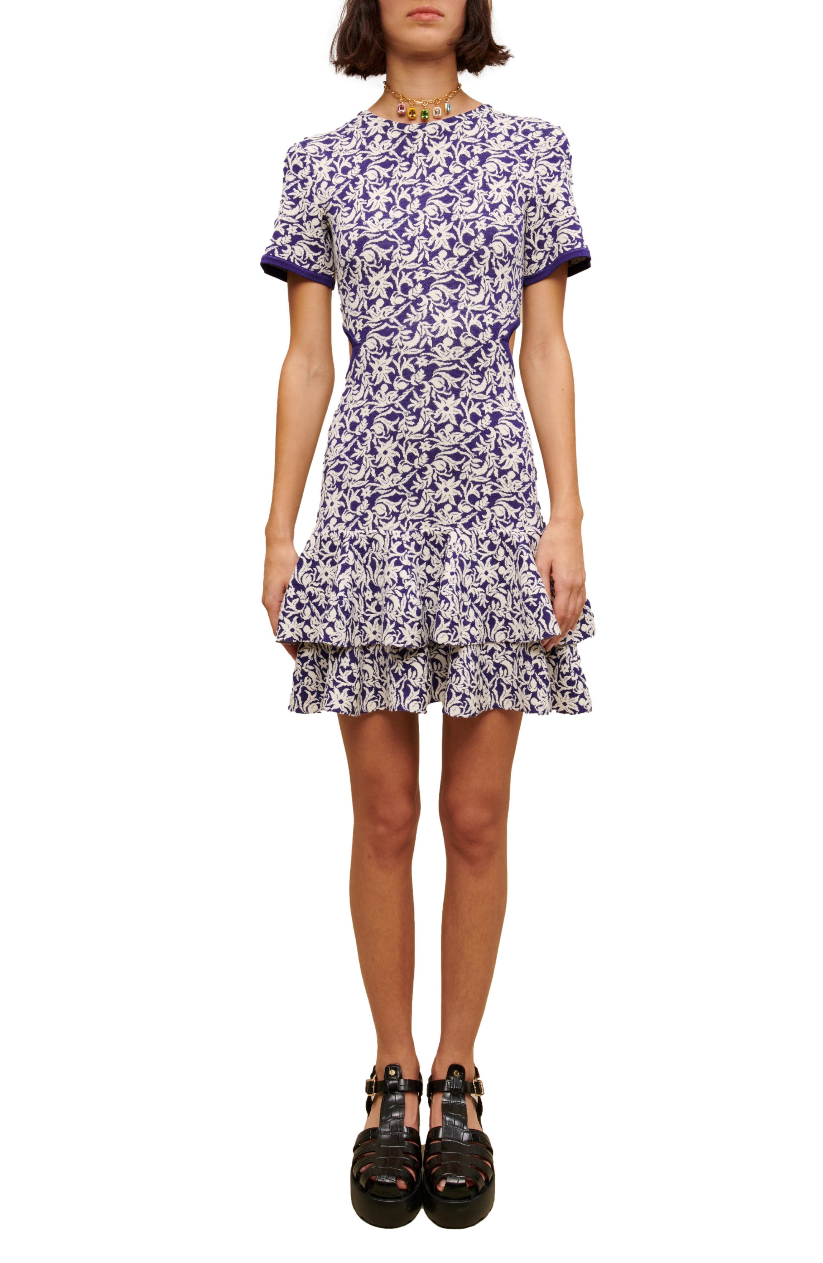 maje Responsa Floral Ruffle Dress