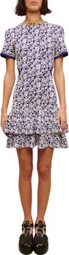 maje Responsa Floral Ruffle Dress