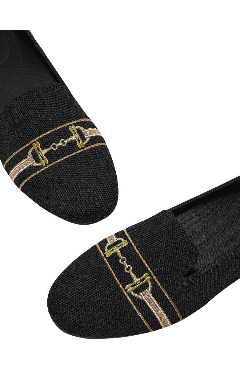 VIVAIA Round-Toe Embroidered Loafers, Alternate, color, Black - Horsebit