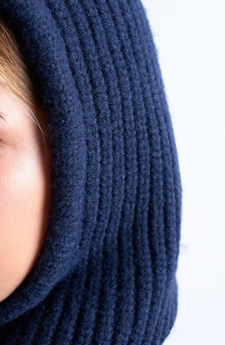 Topshop Hero Rib Drawstring Balaclava, Alternate, color, Navy