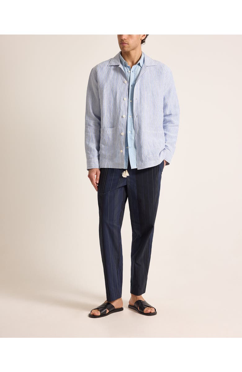 Orlebar Brown Soren Relaxed Fit Hemp Stripe Overshirt, Alternate, color, Bergamo Blue Stripe