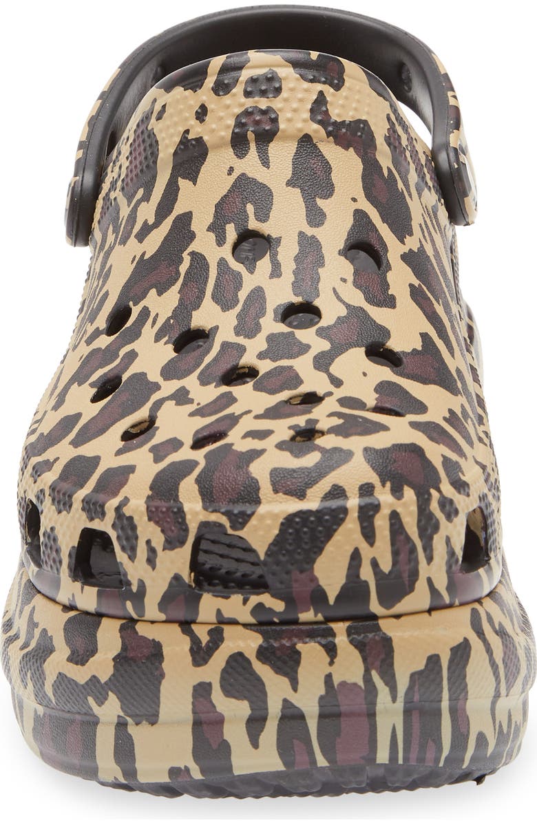 CROCS Bae Animal Platform Clog, Alternate, color, Sepia Leopard