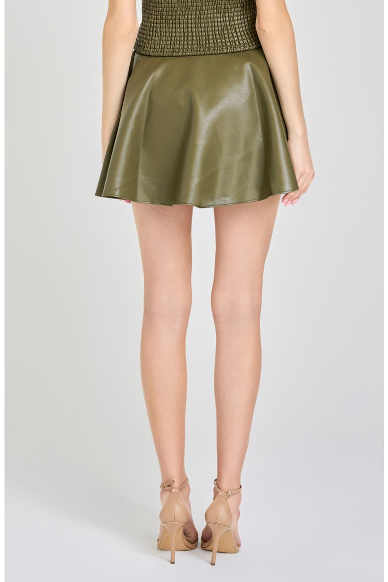 Veronica Faux Leather Miniskirt, Alternate, color, OLIVE