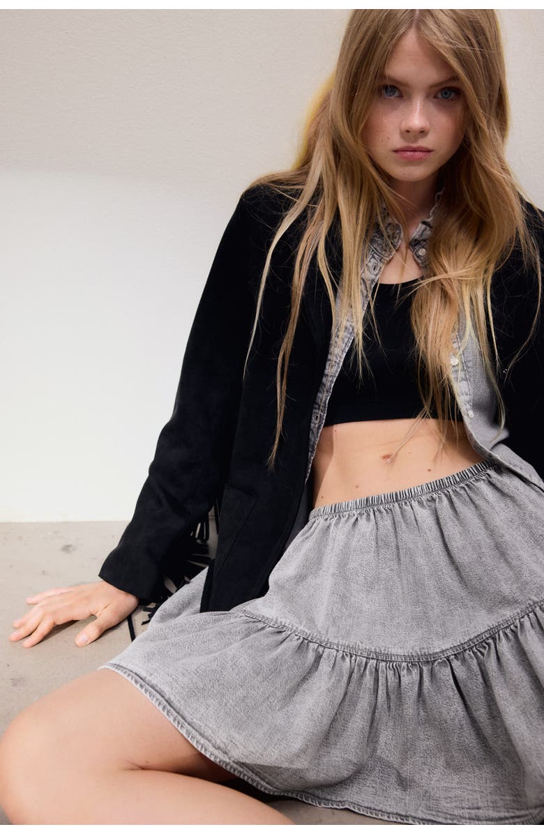 H&M Flounced Mini Skirt, Alternate, color, Gray