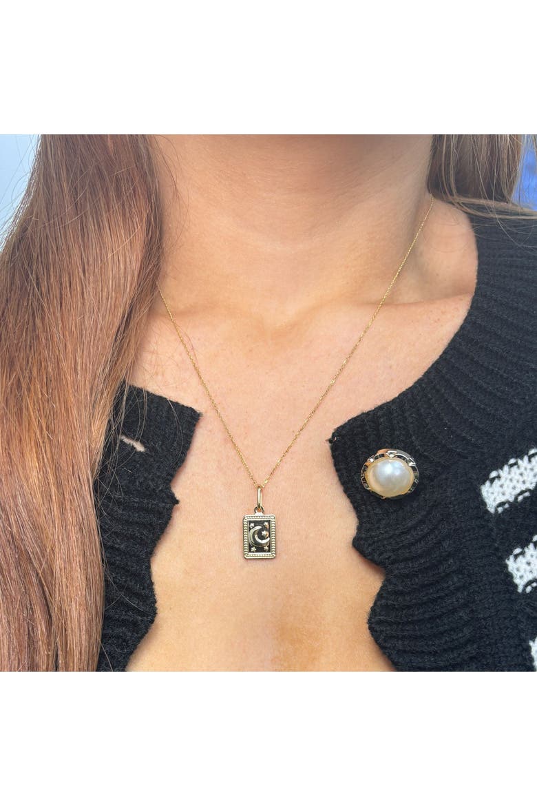 Gold Moon Tag Necklace, Alternate, color, Yellow Gold