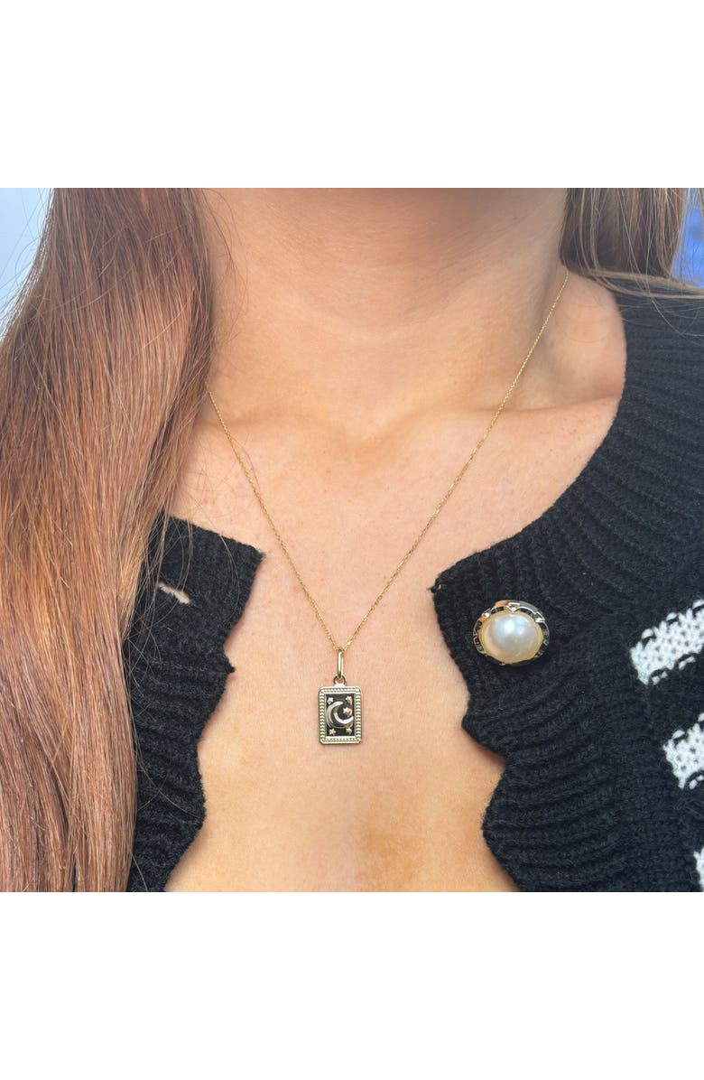 The Lovery Fine Jewelry Gold Moon Tag Necklace, Alternate, color, Yellow Gold