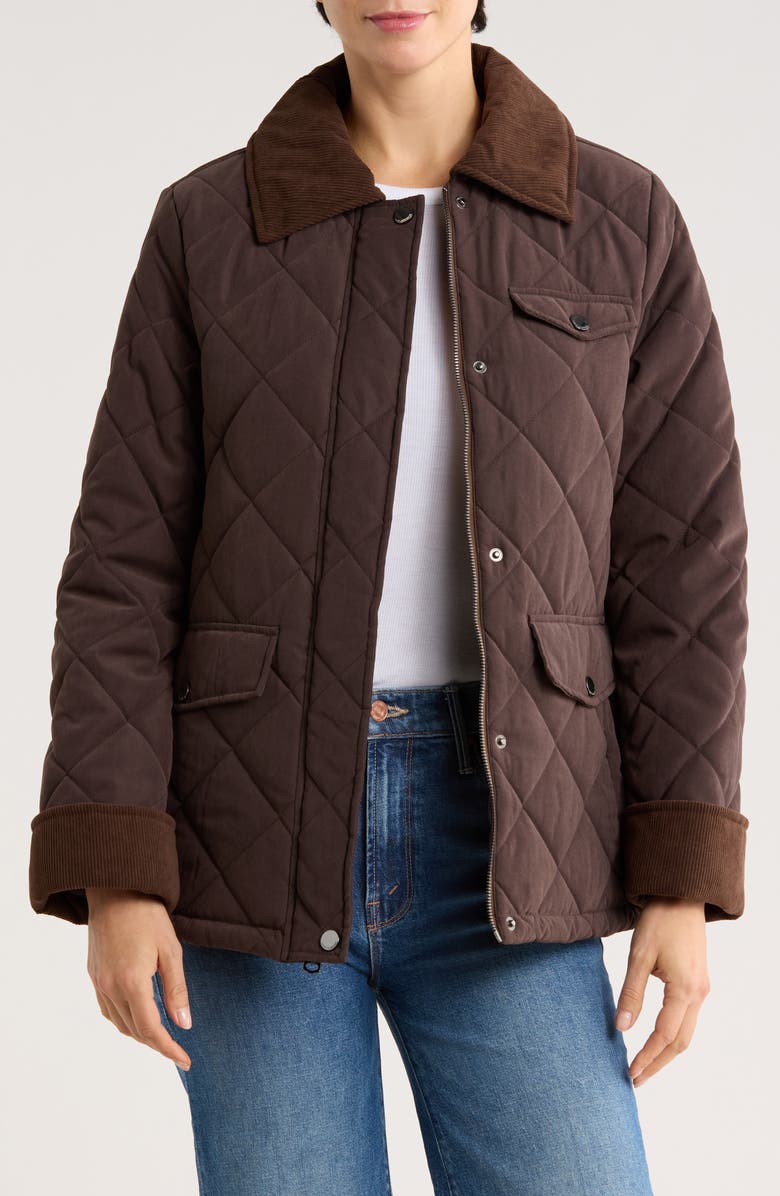Lucky Brand Hunting Diamond Quilted Jacket, Alternate, color, Dark Brown