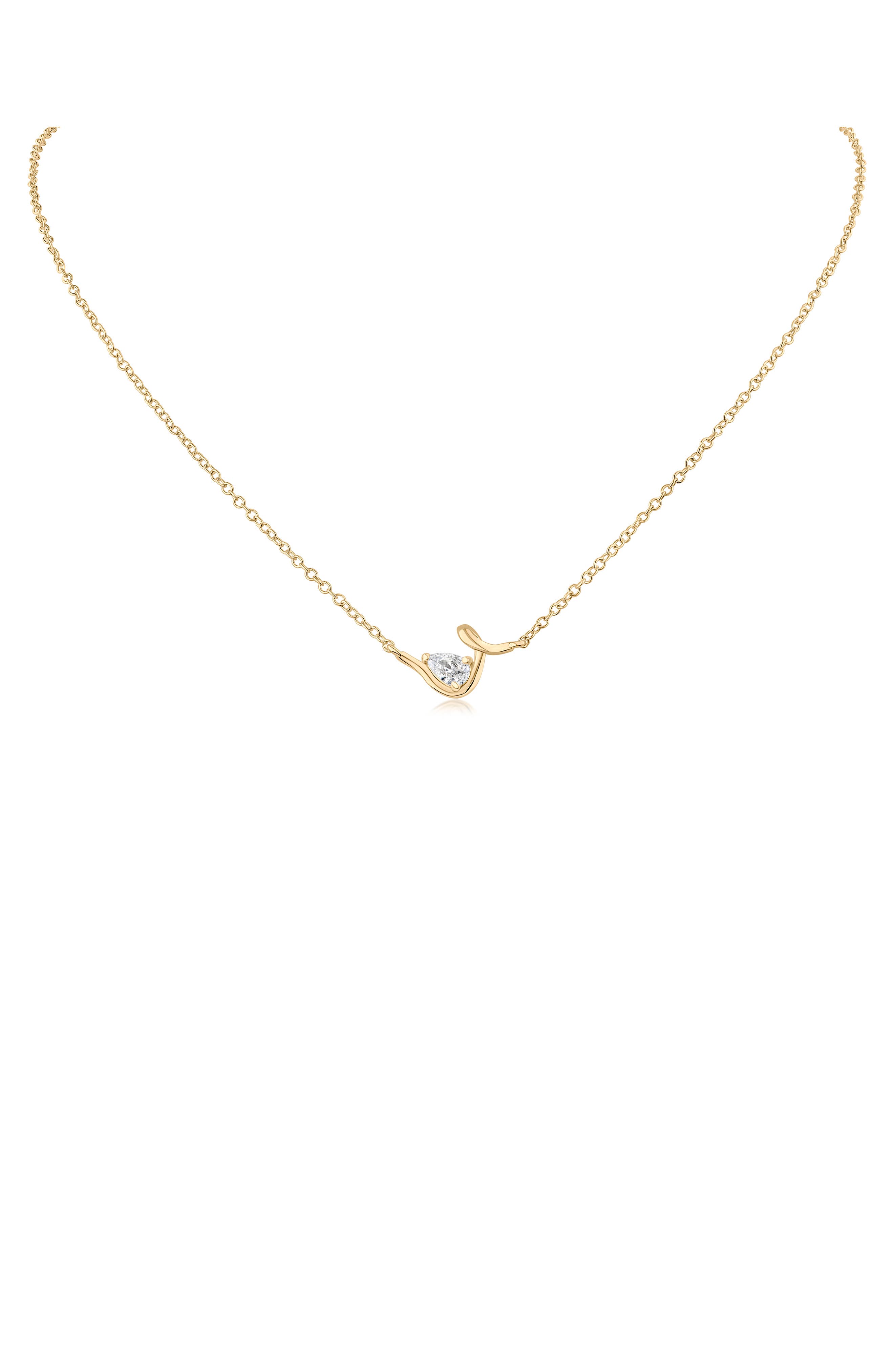 CZ by Kenneth Jay Lane Pear Cubic Zirconia Twirl Chain Necklace