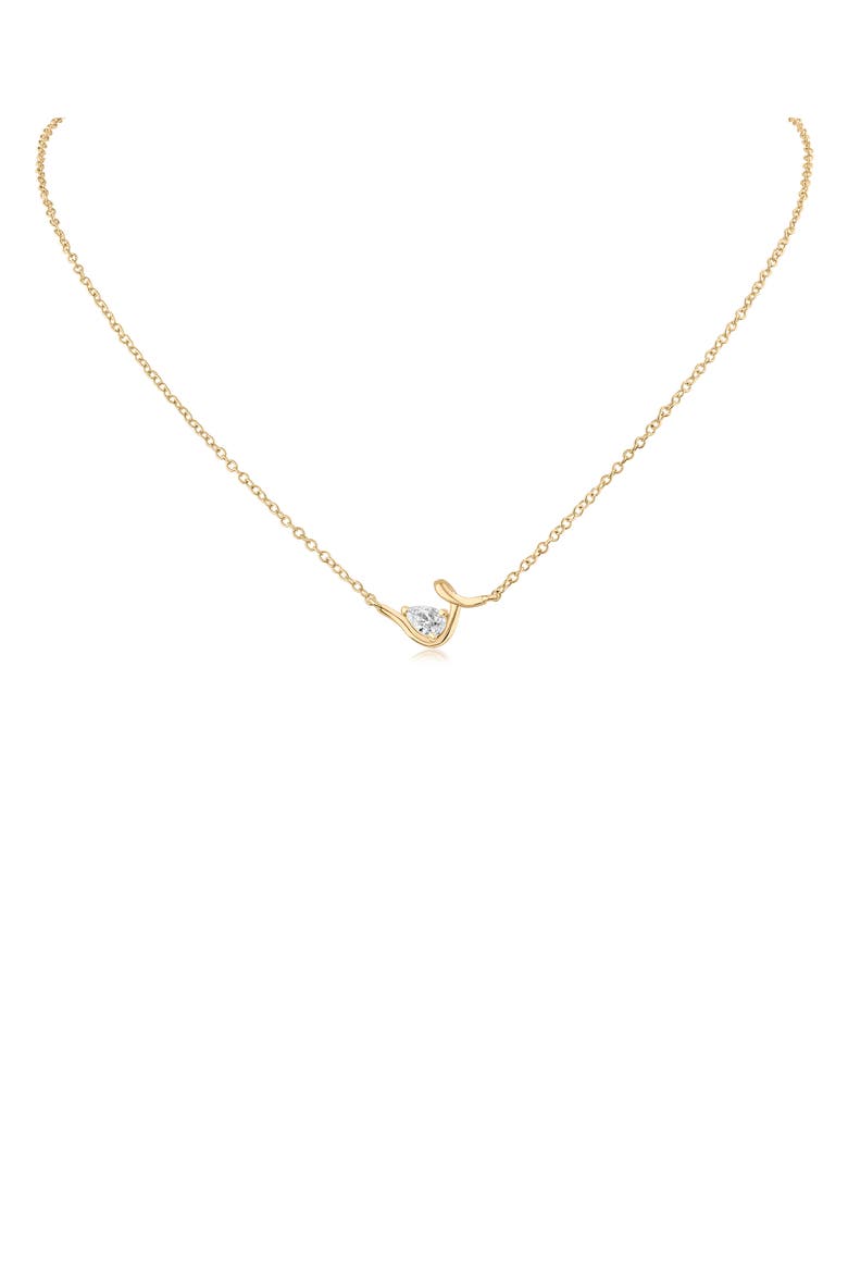Pear Cubic Zirconia Twirl Chain Necklace, Main, color, CLEAR/GOLD