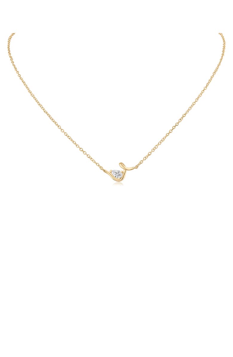 CZ by Kenneth Jay Lane Pear Cubic Zirconia Twirl Chain Necklace, Main, color, Clear/Gold
