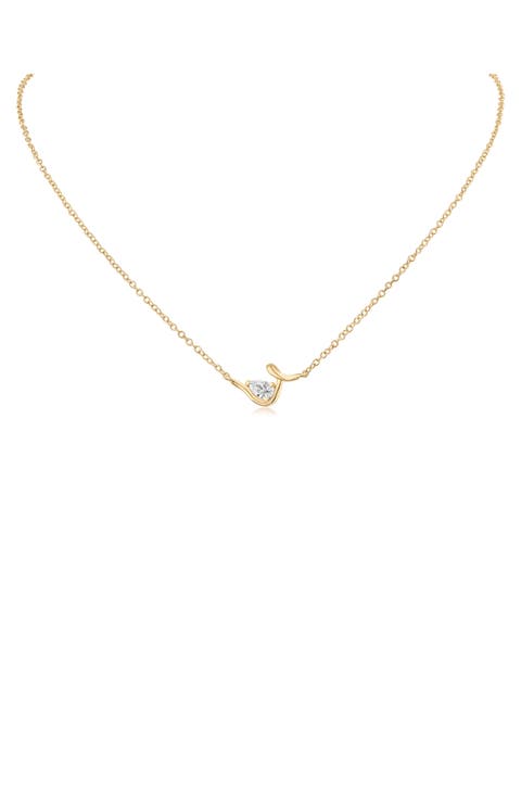 Pear Cubic Zirconia Twirl Chain Necklace