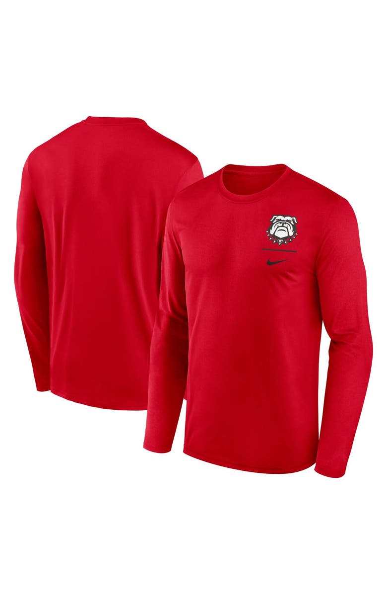 Nike Men's Nike Red Georgia Bulldogs Alternate Logo Lockup Legend Performance Long Sleeve T-Shirt, Alternate, color, Red
