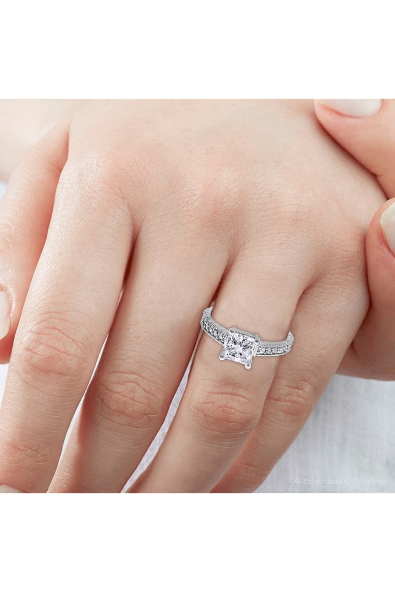 1 1/4Ct Princess Cut Diamond Engagement Ring 14k Gold Lab Grown, Alternate, color, 14k White Gold