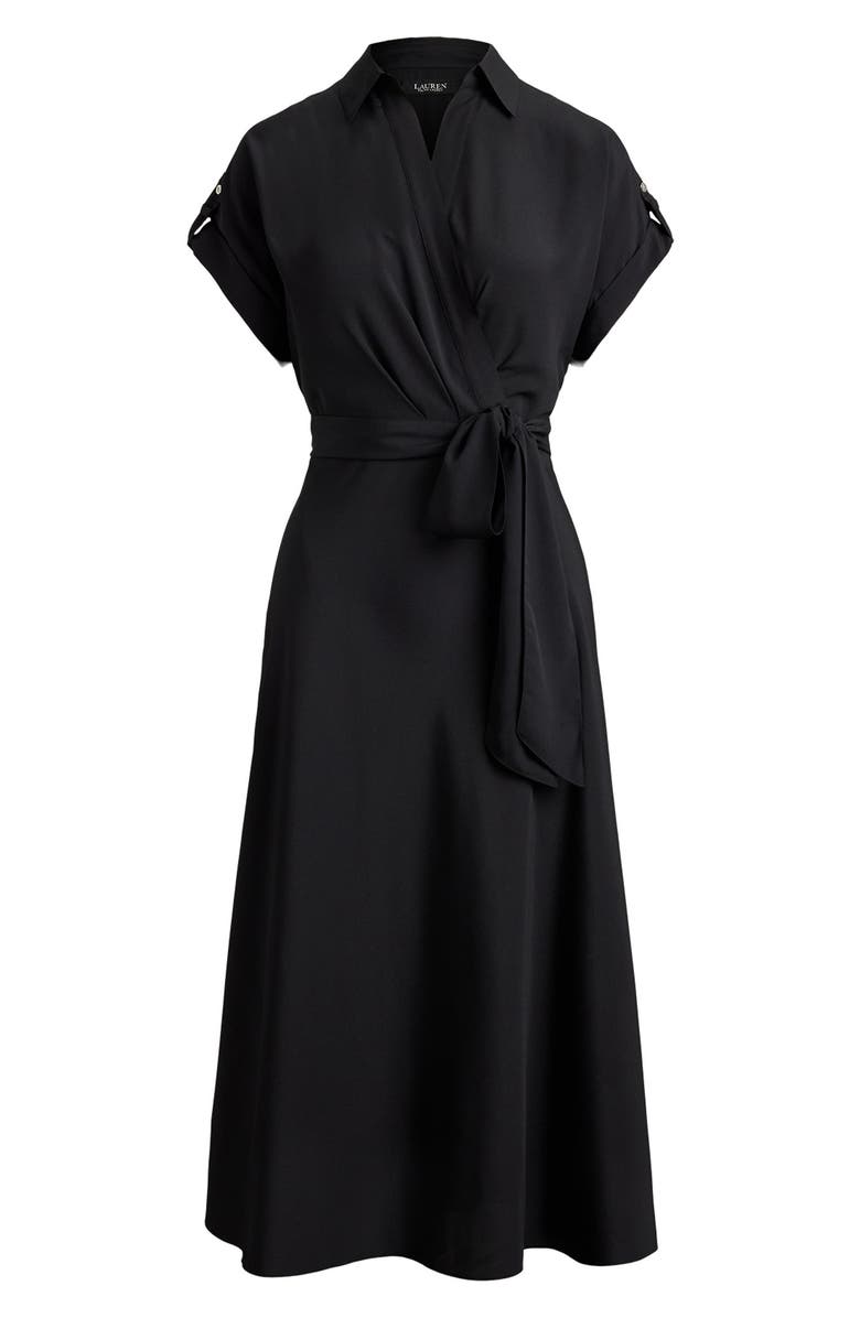 Lauren Ralph Lauren Fratillo Faux Wrap Shirtdress, Alternate, color, Black