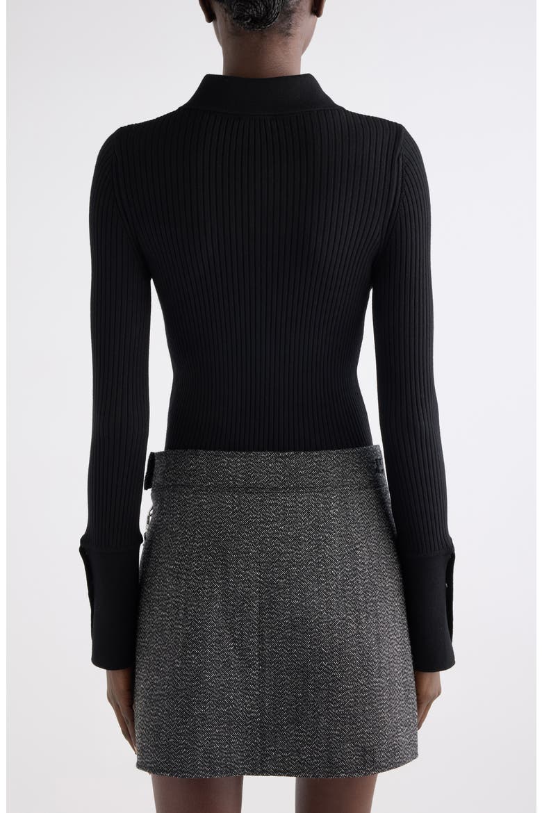 Light Rib Cotton & Merino Wool Half Snap Sweater, Alternate, color, BLACK