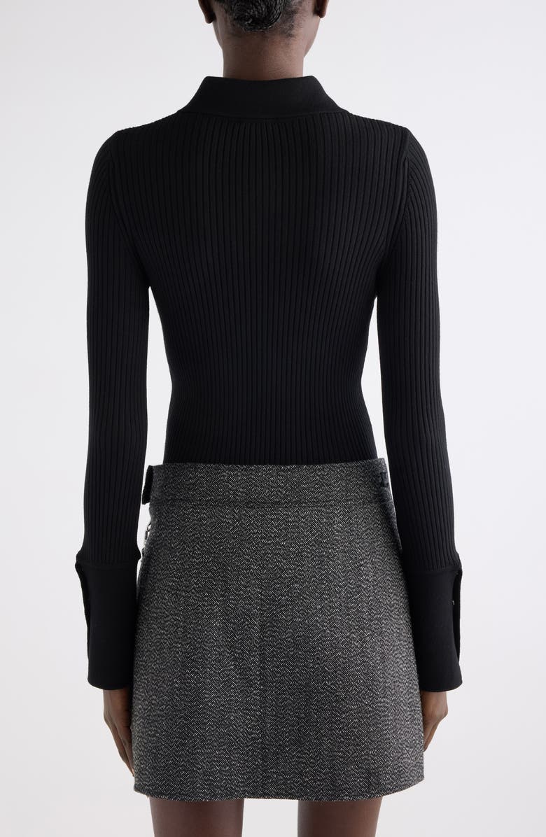 Courrèges Light Rib Cotton & Merino Wool Half Snap Sweater, Alternate, color, Black