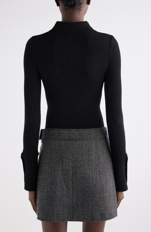 Courrèges Classic Rib Cotton Blend Snap-up Top In Black