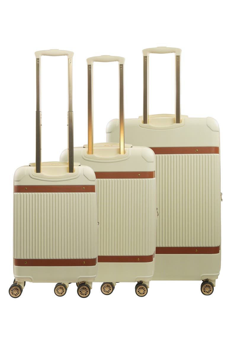 3-Piece Stripes Hard-Sided Luggage, Alternate, color, CREAM