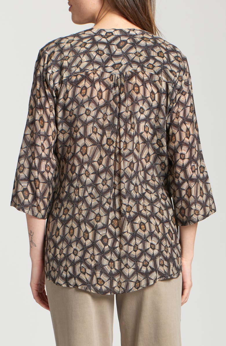 APNY Print Tassel Split Neck Chiffon Top, Alternate, color, Cream Multi