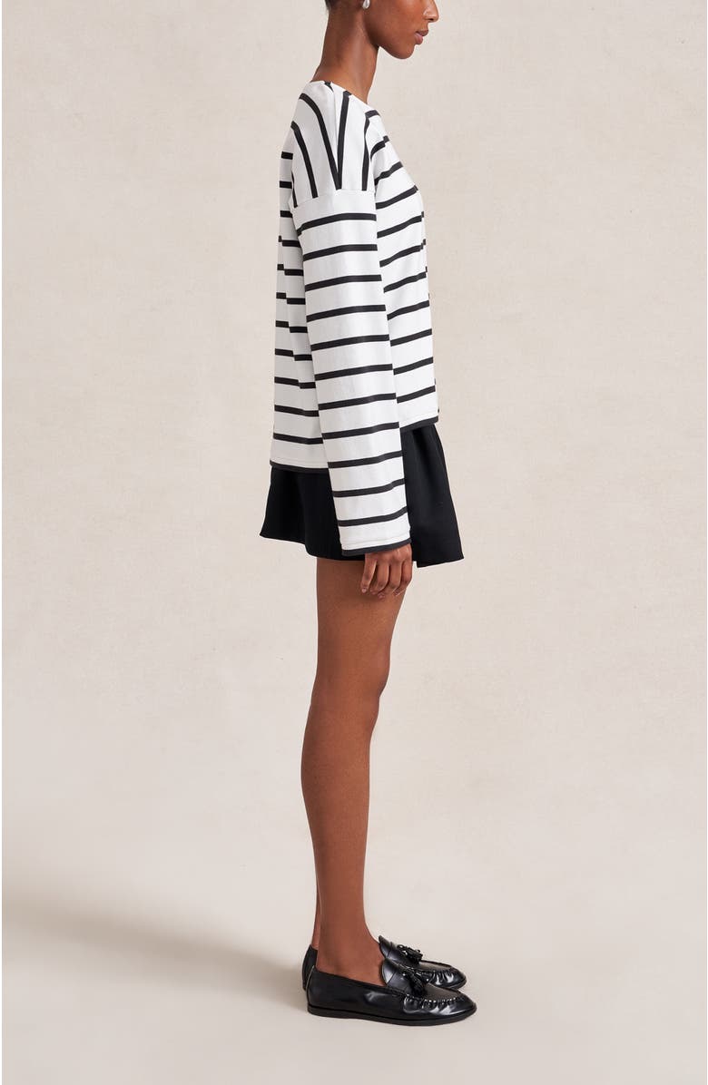 La Ligne Long Sleeve Breton Tee, Alternate, color, Ivory/Black