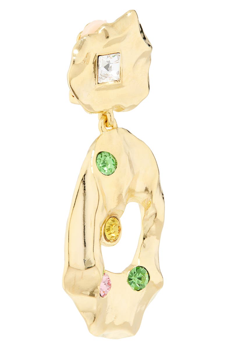 Oscar de la Renta Textured Metal & Crystal Drop Clip-On Earrings, Alternate, color, Multi