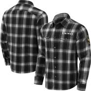 Darius Rucker Collection by Fanatics Men's Darius Rucker Collection by Fanatics Black Minnesota Vikings Flannel Plaid Full-Snap Shirt