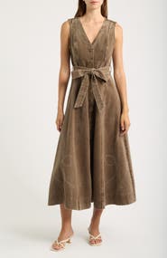 MOON RIVER Western Sleeveless Midi Dress
