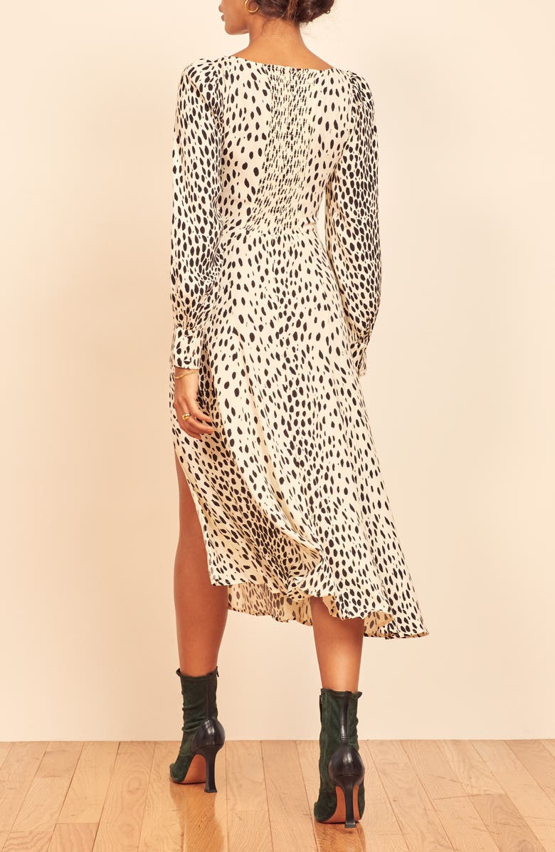 Reformation Alessi Cheetah Print Long Sleeve Dress, Alternate, color, 