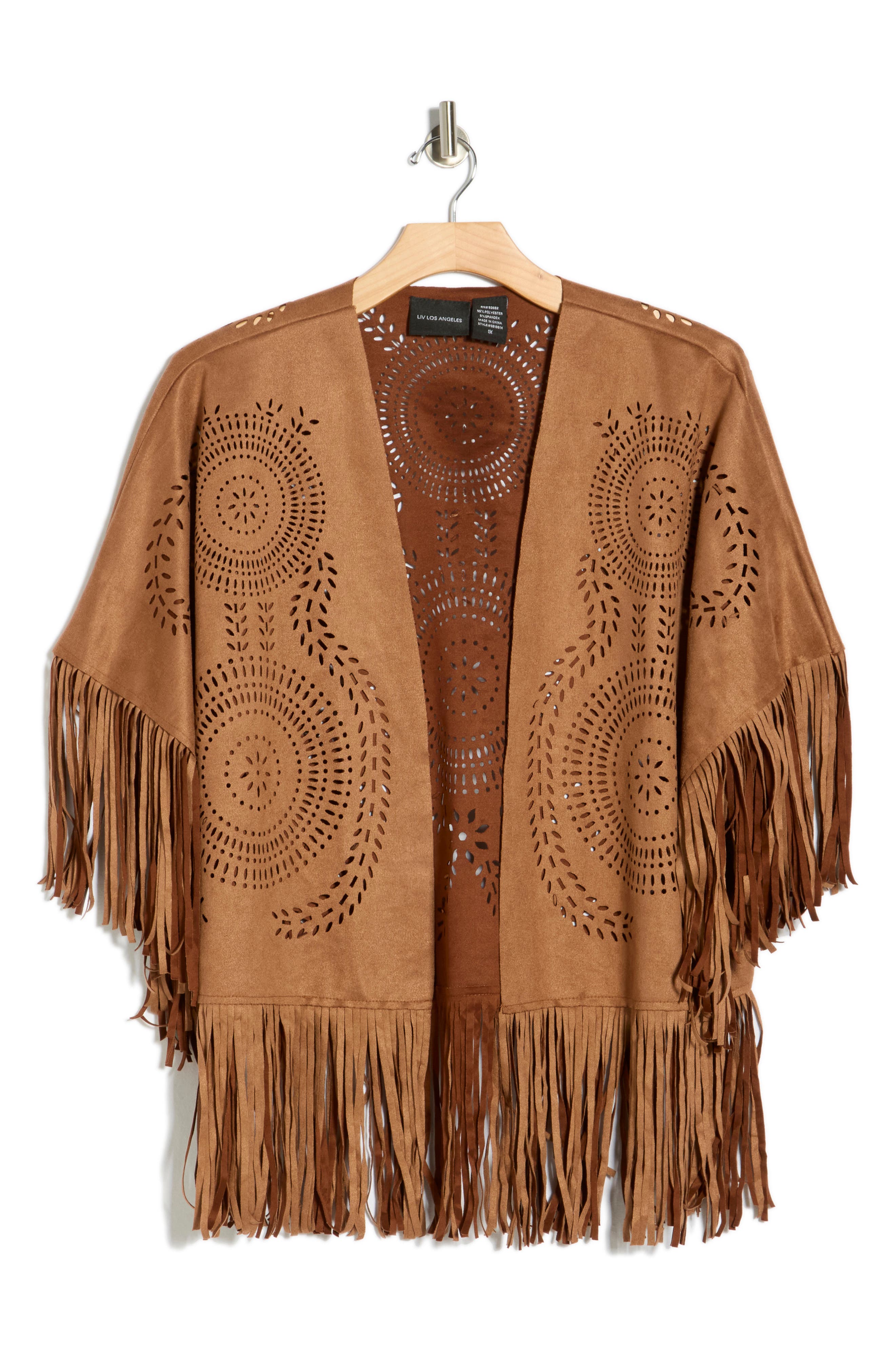Forgotten Grace Faux Suede Fringe Topper