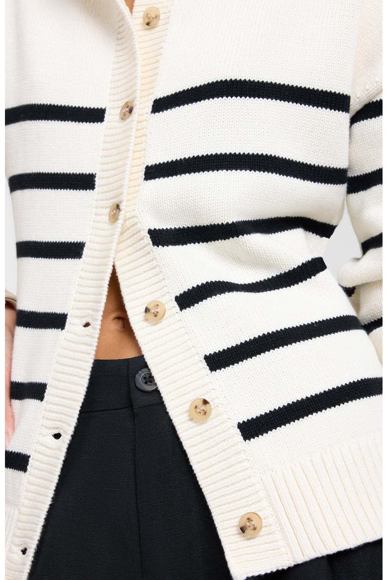 Cotton Fitted Cardigan, Alternate, color, NOIR NAVY/WHITE