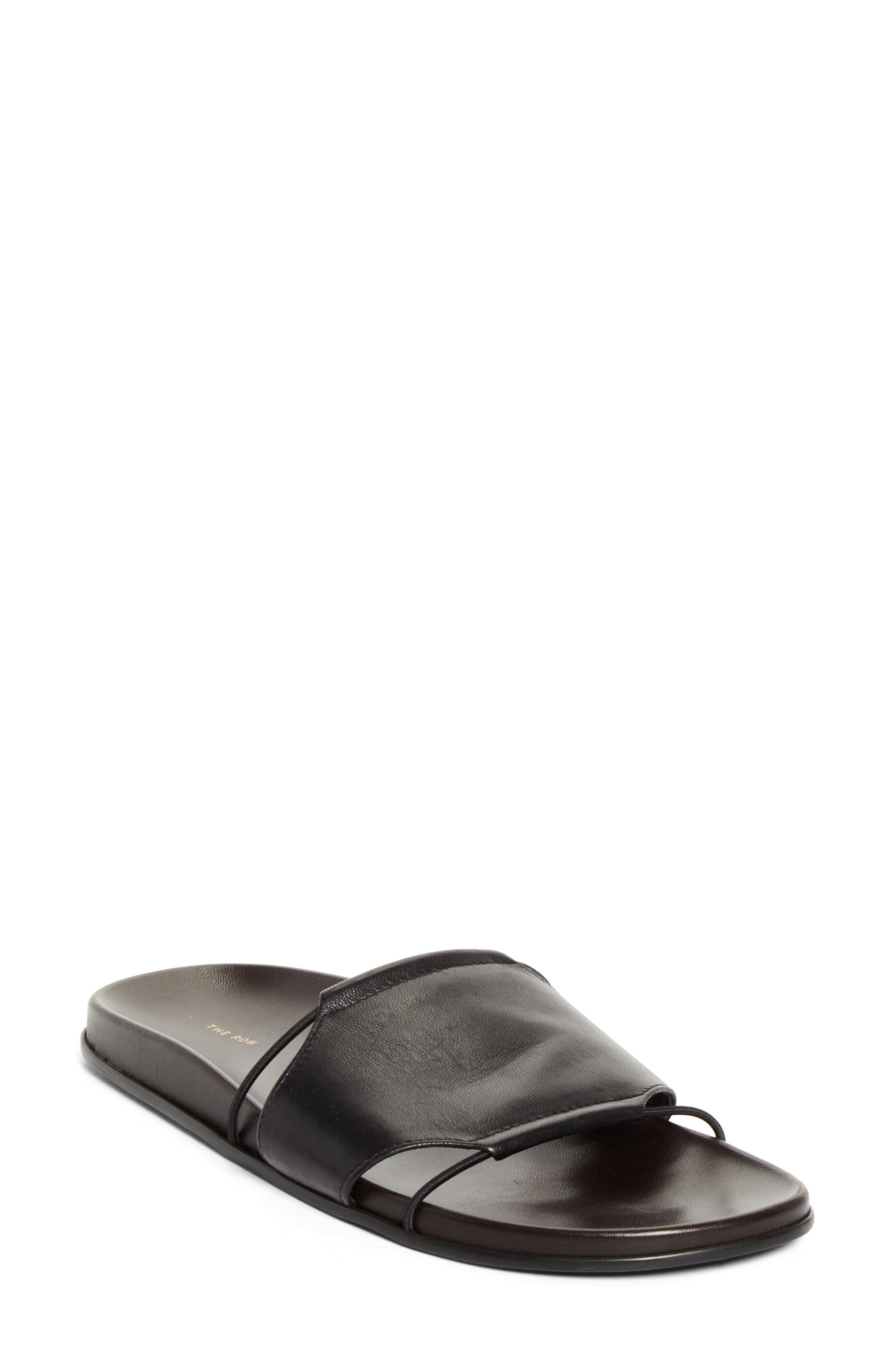 The Row Vivienne Slide Sandal, Main, color, Black