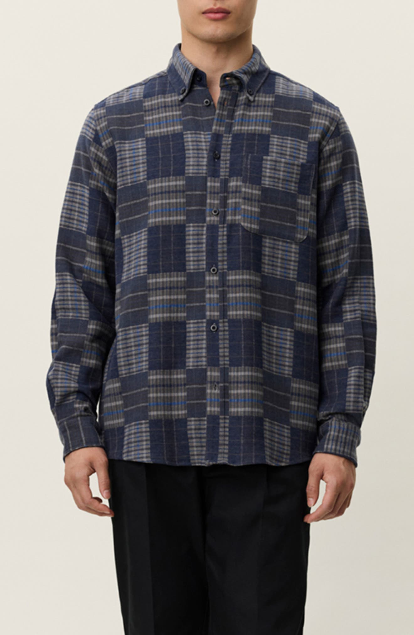 Kent Patchwork Check Button-Down Shirt