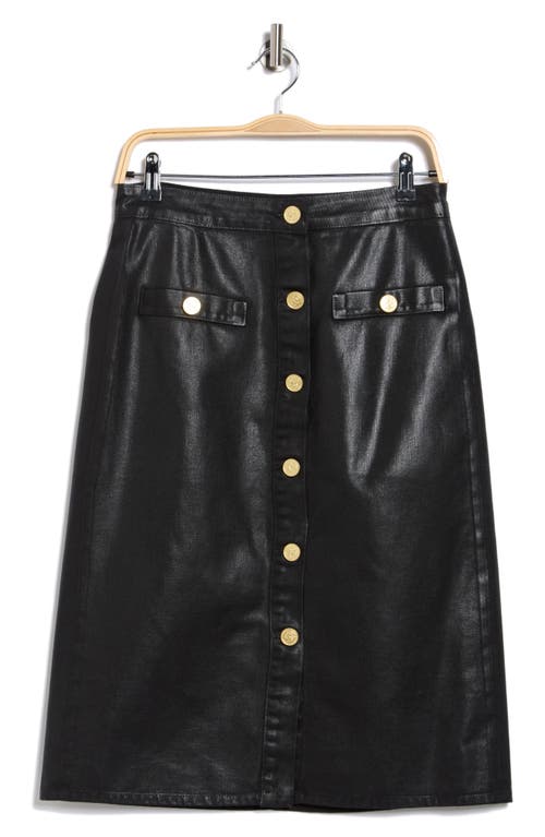 L Agence L'agence Landry Button Front Cotton Midi Skirt In Black