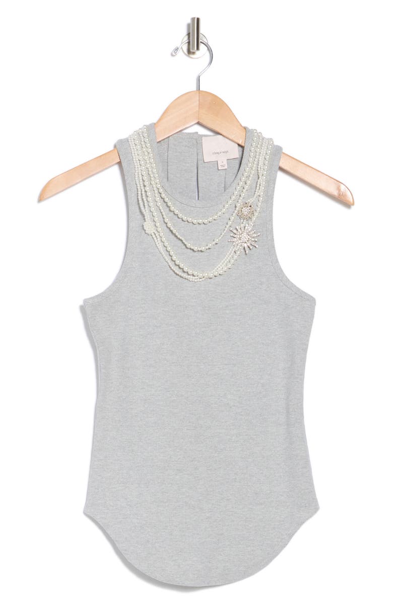 Cinq à Sept Lizzie Faux Pearl Chain Embellished Rib Tank, Alternate, color, 