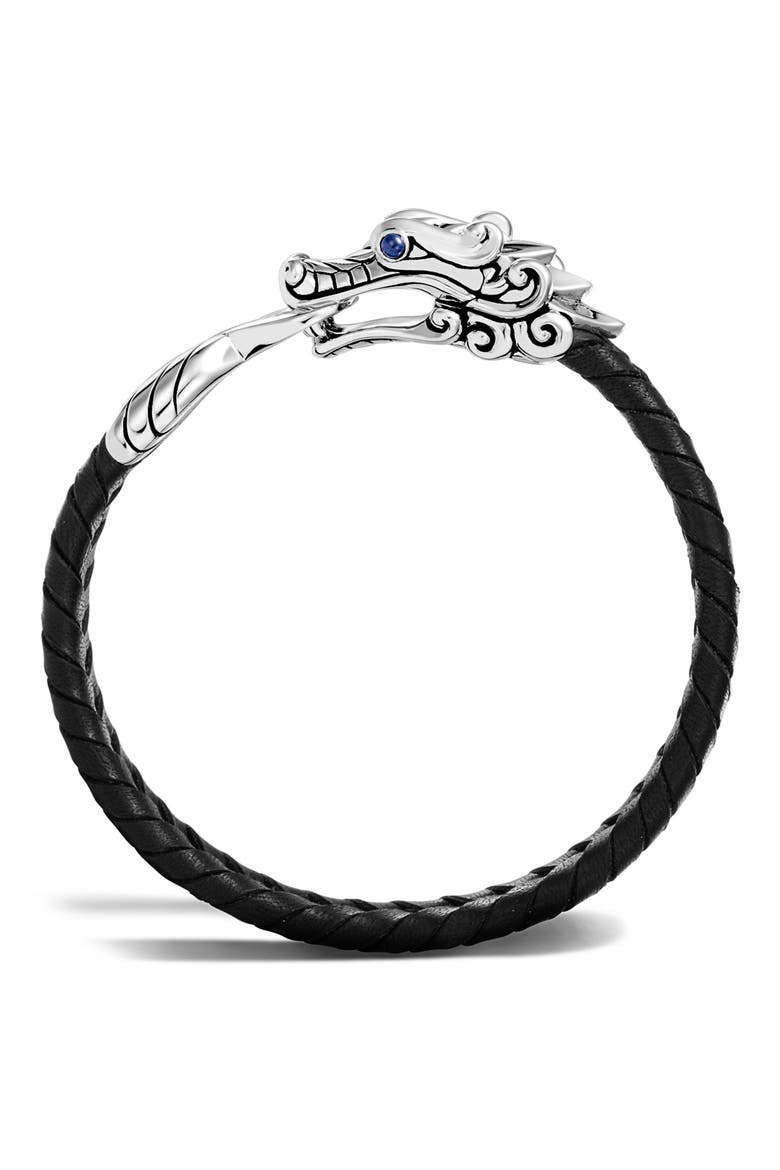 Men's Legends Naga Leather Bracelet, Alternate, color, SILVER