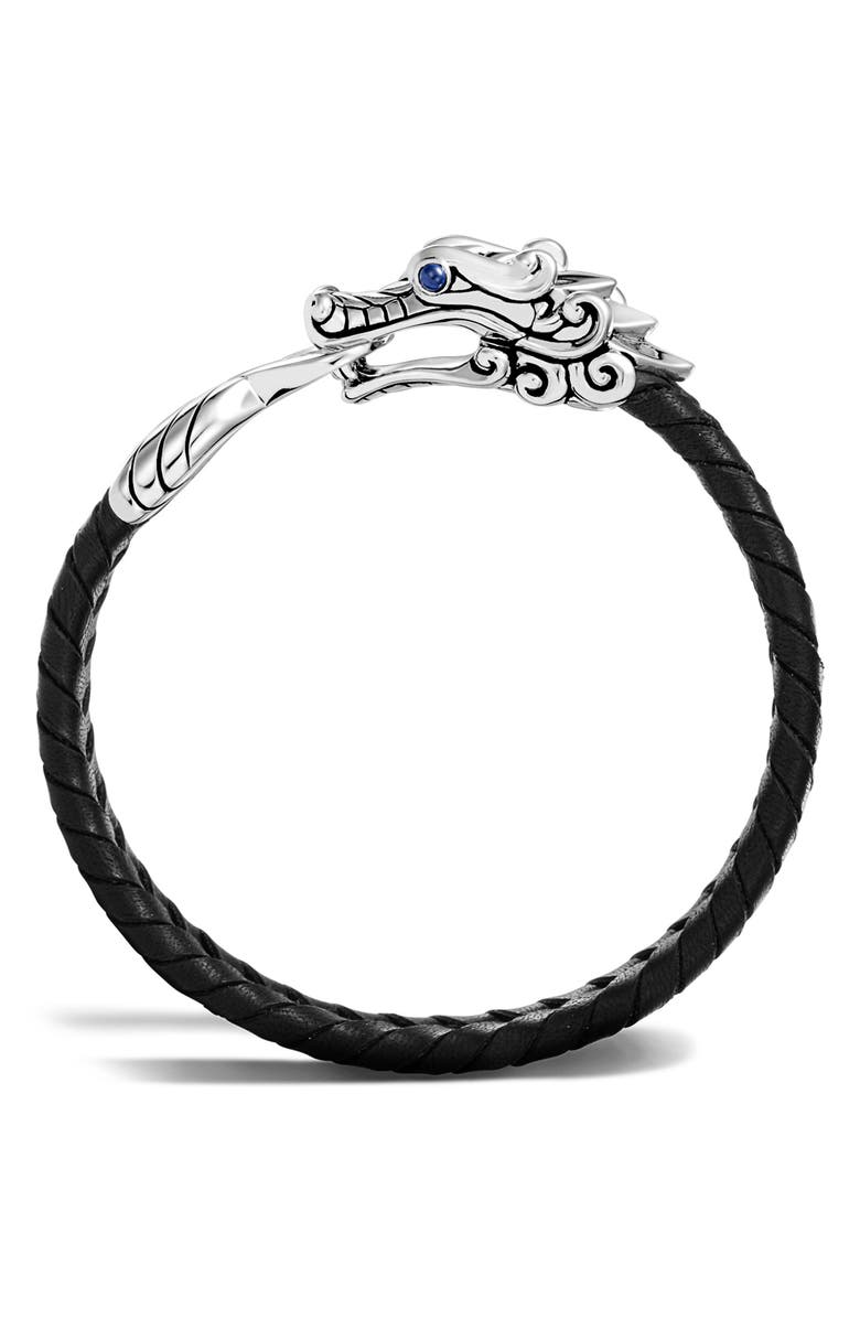 John Hardy Men's Legends Naga Leather Bracelet, Alternate, color, Silver