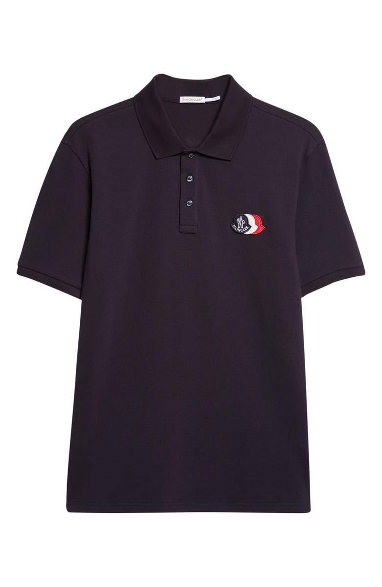 Moncler Logo Patch Cotton Piqué Polo, Main, color, Black Navy