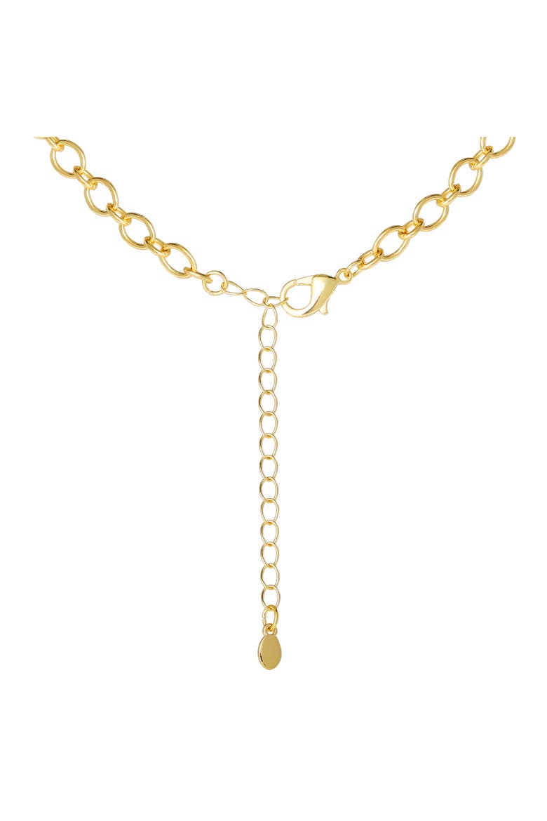Gold-Tone Charm Link Necklace with Cross, Heart & Pearl Accents, Alternate, color, Gold tone