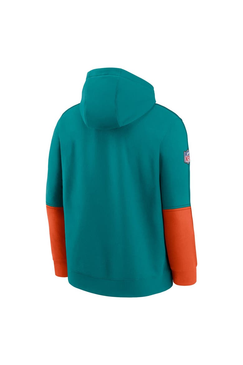 Men's Nike Aqua Miami Dolphins  Throwback Logo Club Tri-Blend Pullover Hoodie, Alternate, color, Aqua