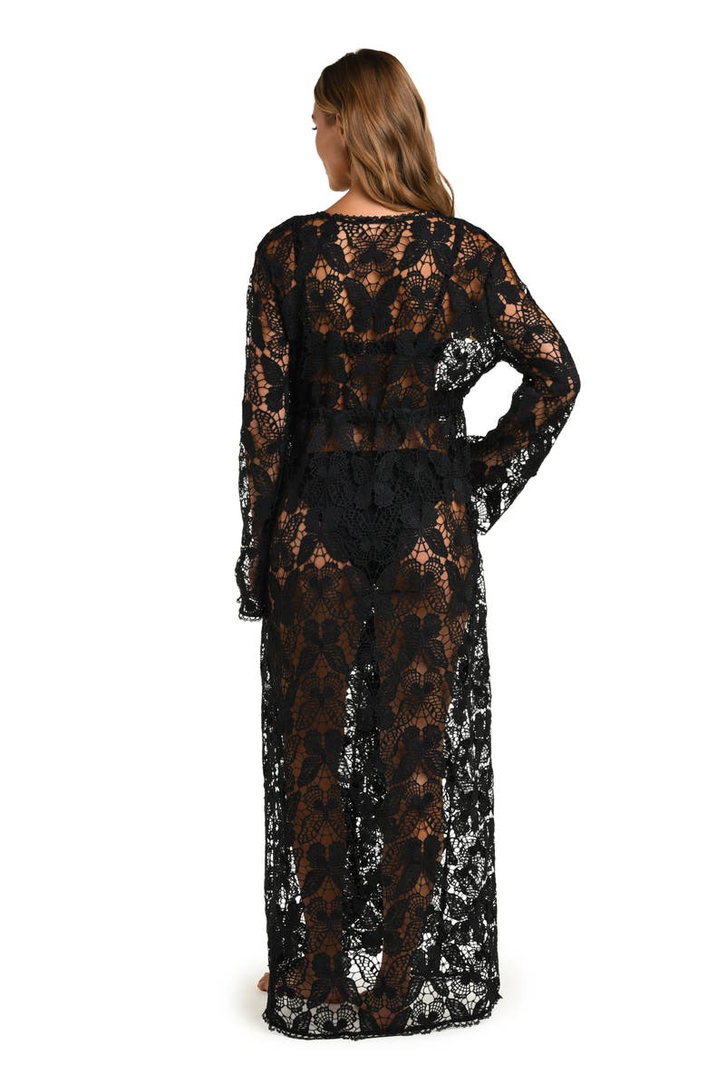 L'AGENCE Butterfly Long Sleeve Cover-Up, Alternate, color, Black